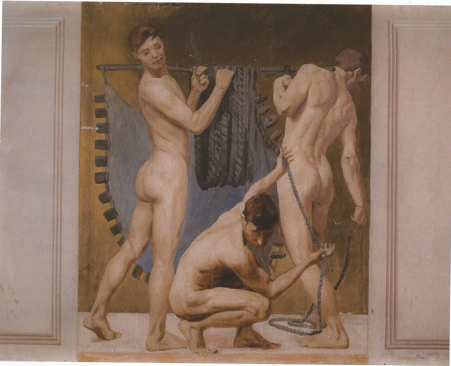 Tre figure nude con attributi di pescatori - Crea